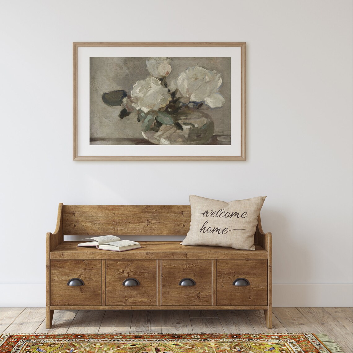 Vintage Roses Still Life, Rustic Floral Art Print - Image 2