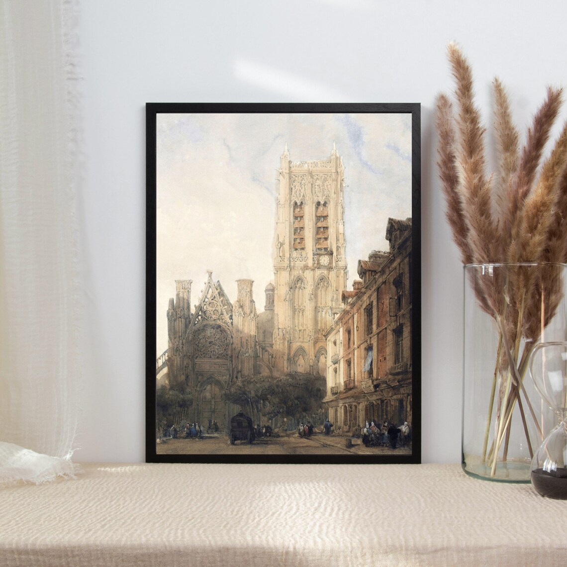Vintage Church Village Art Print, Antique Cityscape - Image 2