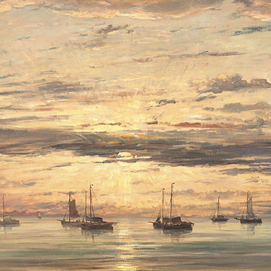 Vintage Seascape With Antique Ship Art Print - Image 2