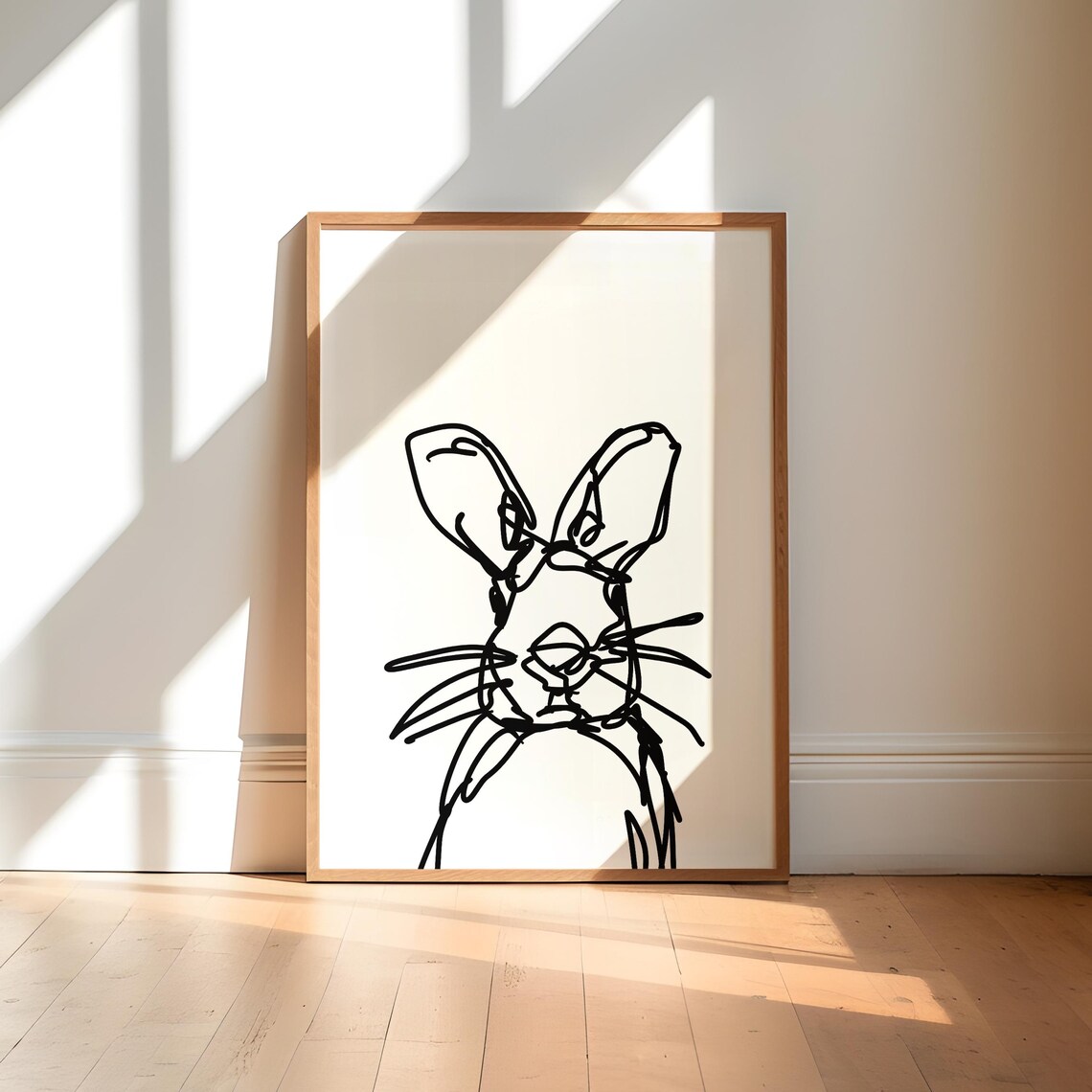 Rabbit Line Art Print, Minimalist Nursery Decor