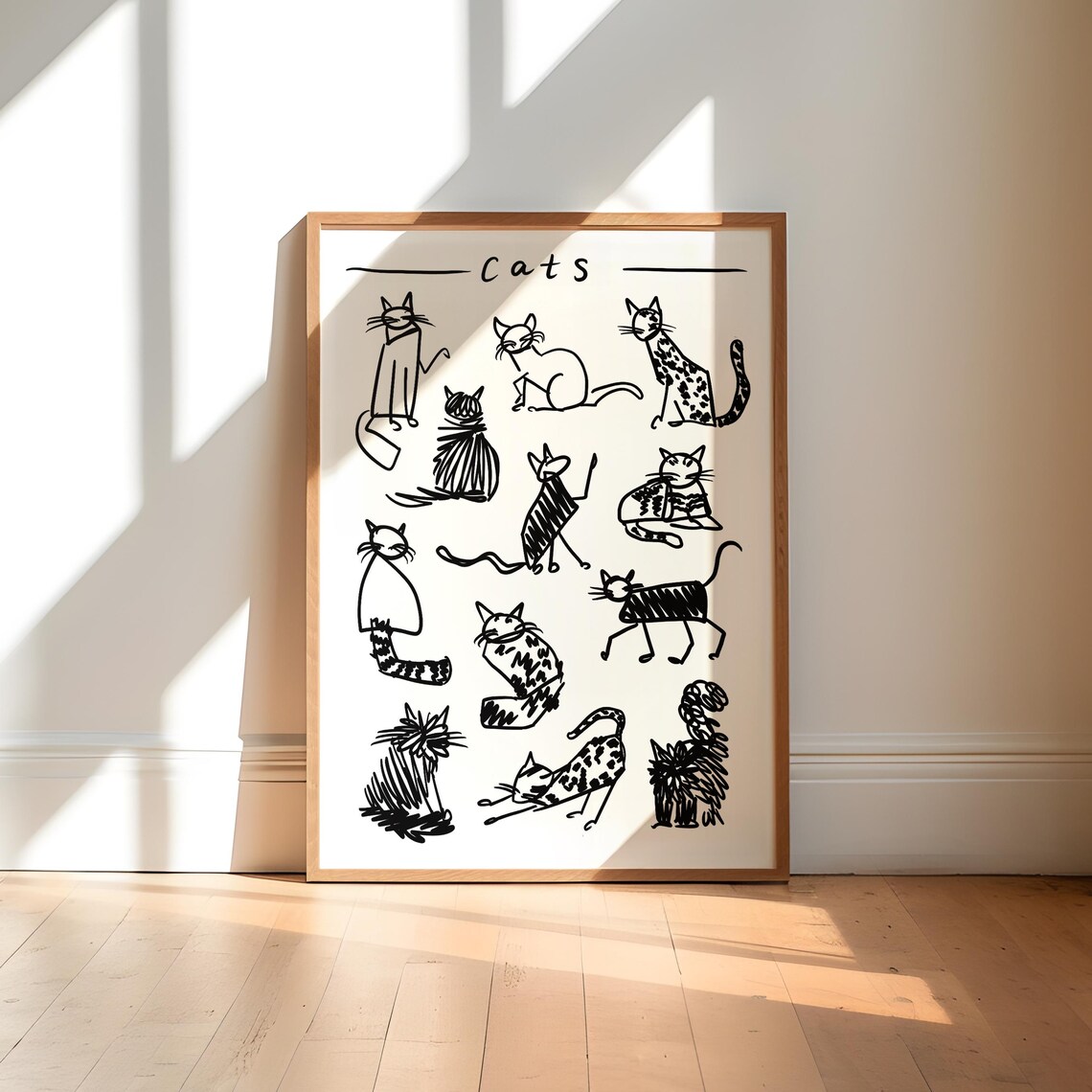 Black and White Cat Art Print, Animal Lover Gift