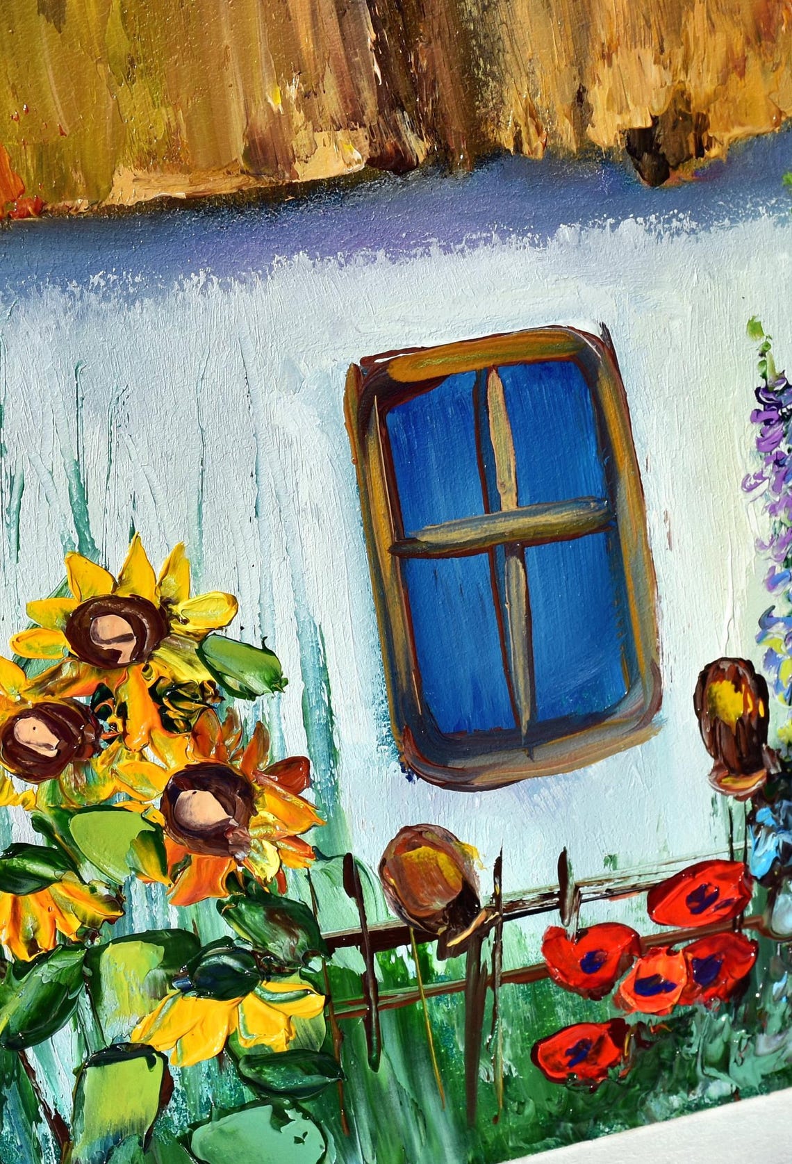 Folk Art Painting Small Wall Art Rural Landscape Art Ukrainian House Art Landscape House Art Landscape Painting Knife Palette Paintings Of - Image 4