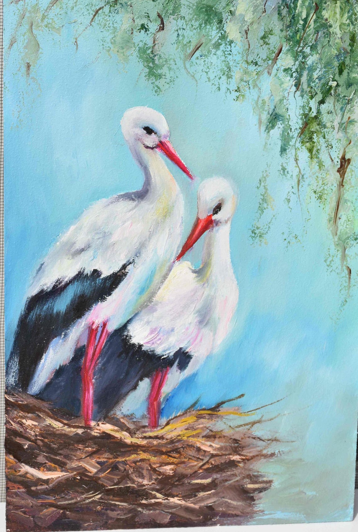 Storks Birds In The Nest Storks Birds Art Birds Painting Art Bird Painting Bird Art White Birds Art Birds Landscape Nursery Wall Art Color