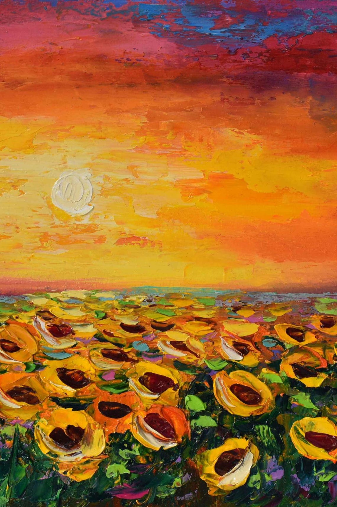 Sunflowers Painting Sunflower Art Field Of Sunflowers Art Flower Painting Sunflower Artwork Floral Oil Painting Hand Painted Artwork Oil Art - Image 2