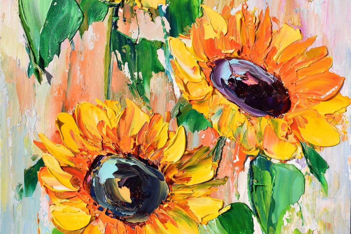 Landscape With Sunflowers Flowers Painting Sunflower Summer Art Floral Artwork Sunflowers Painting Sunflowers Flowers Summer Flower Art - Image 5