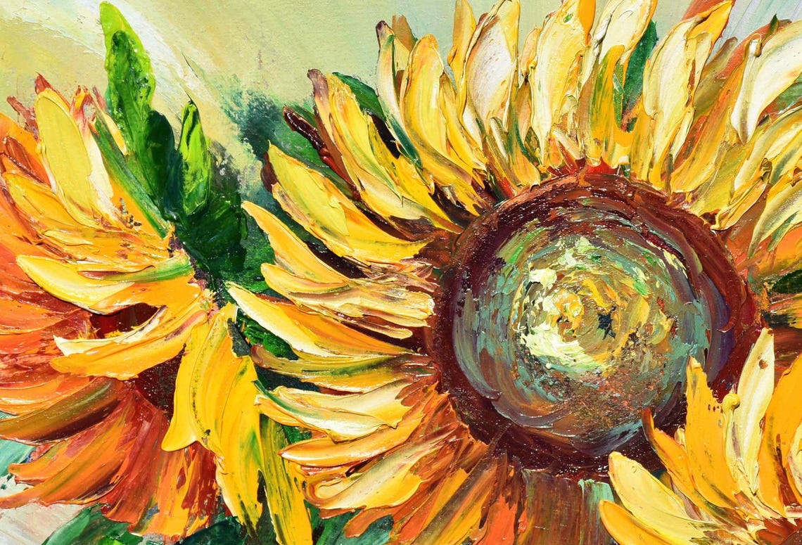Sunflowers Painting Painting Sunflower Wall Art 3d Oil Painting Knife Art Sunflower Yellow Oil Painting Flower Sunflower Art Flowers - Image 5