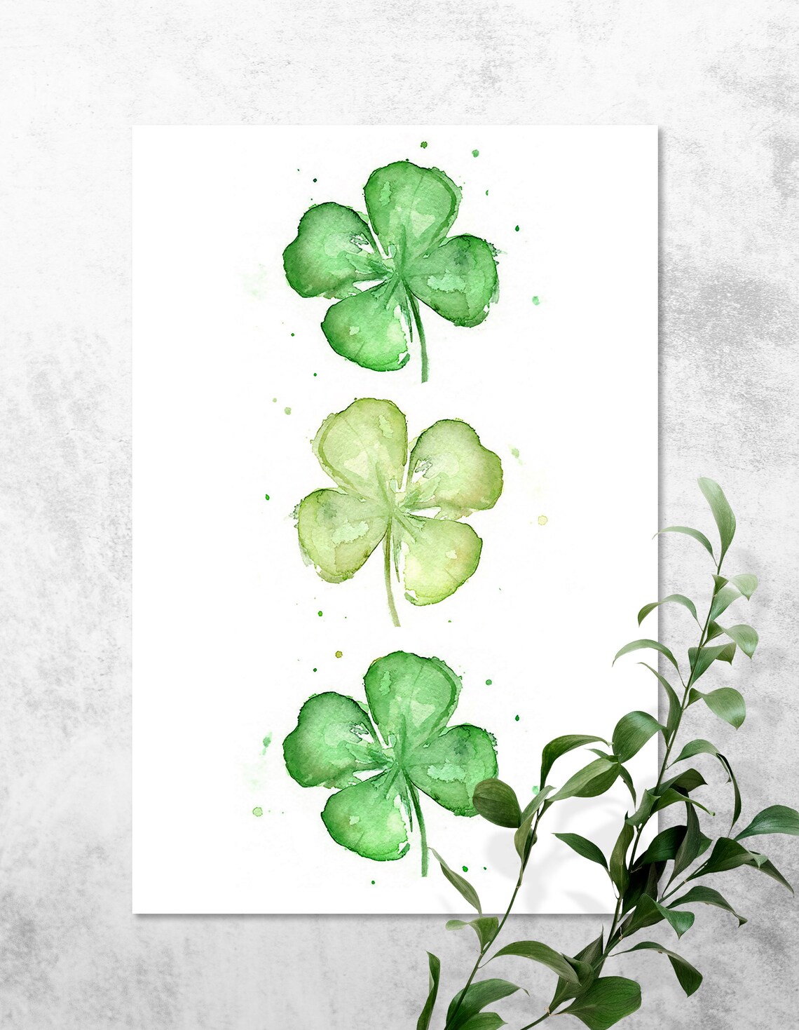 Three Four Leaf Clovers St. Patrick's Day Art Print - Image 3