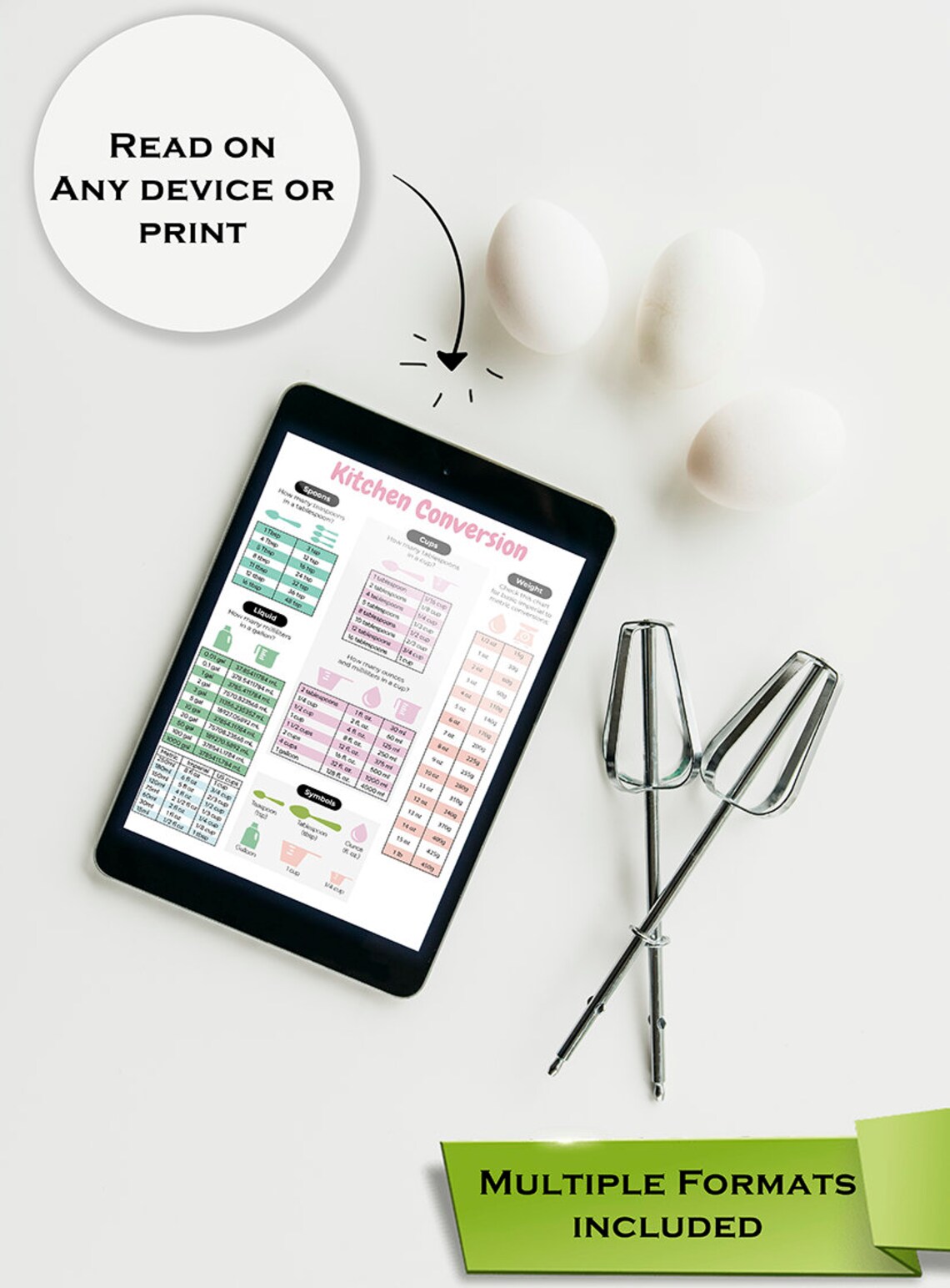 Kitchen Conversion Chart Art Print, Baking Cheat Sheet - Image 4
