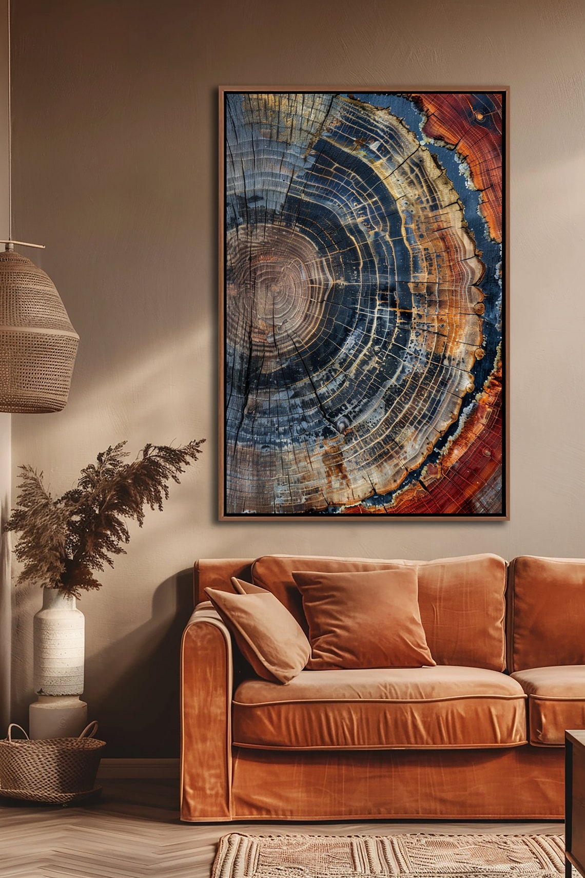 Tree Ring Framed Wall Art Abstract Colorful Decor Minimalist Home Canvas Modern Farmhouse Living Room Print - Image 4