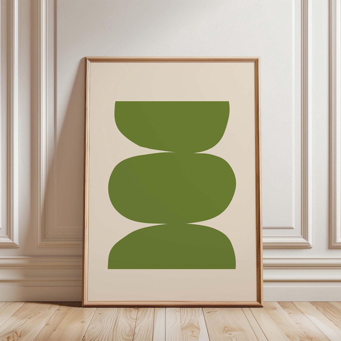 Green Minimalist Abstract Art Print, Scandinavian Modern