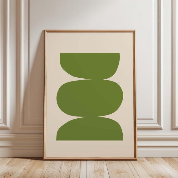 Green Minimalist Abstract Art Print, Scandinavian Modern