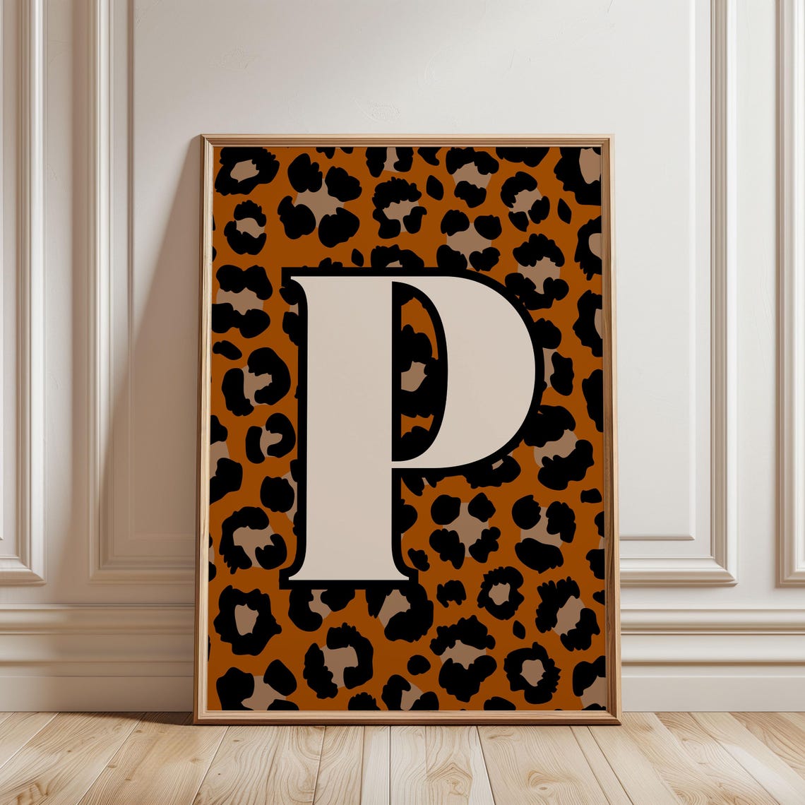 Personalized Letter Print Custom Alphabet Wall Art Initial Poster Leopard Monogram Glam Room Decor