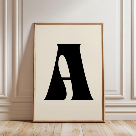 Personalized Letter Print Custom Initial Wall Art Alphabet Decor Gift Minimalist Elegant Typography