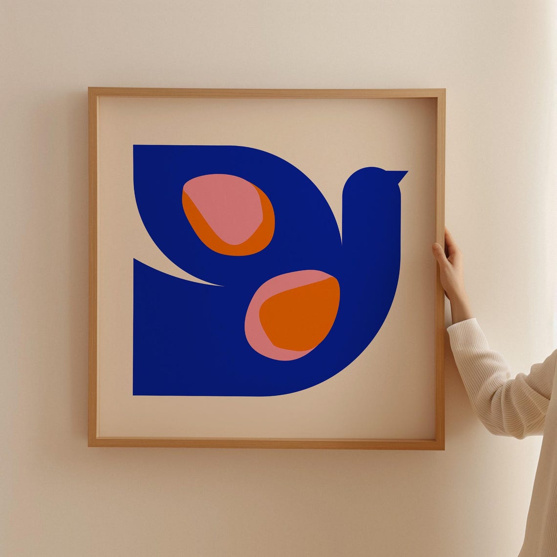 Abstract Blue Bird Geometric Modern Square Shape Colorful Poster