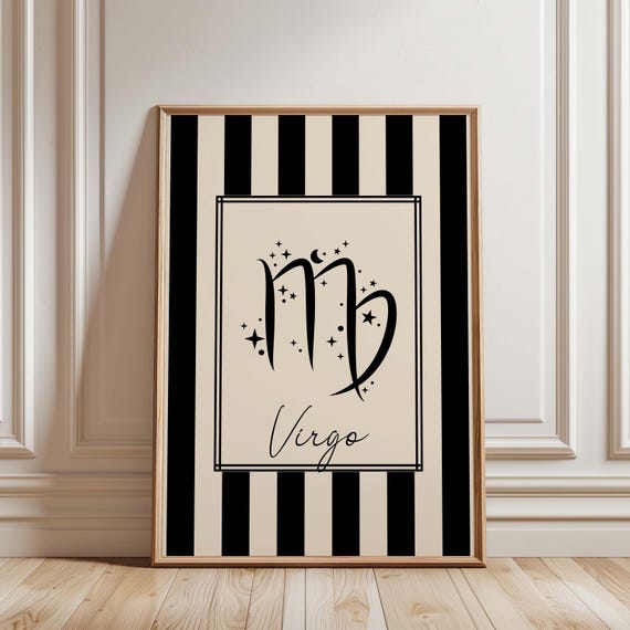 Virgo Wall Art Print Zodiac Sign Astrology Poster Celestial Striped Modern Horoscope