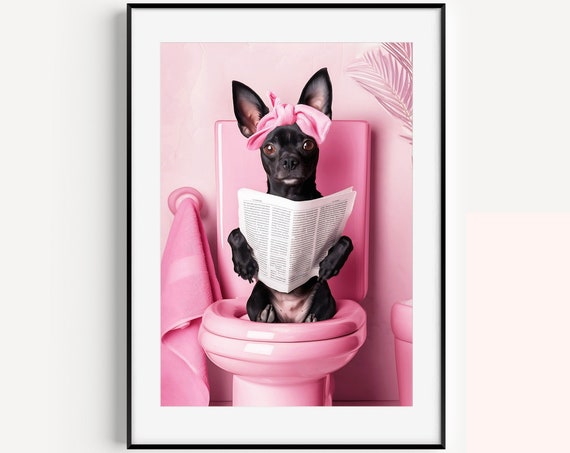 Bathroom Mini Pinscher Print Funny Poster Toilet Wall Art Funny Bathroom Wall Decor Mini Pinscher Print Bathroom Wall Art Funny Dog Posters