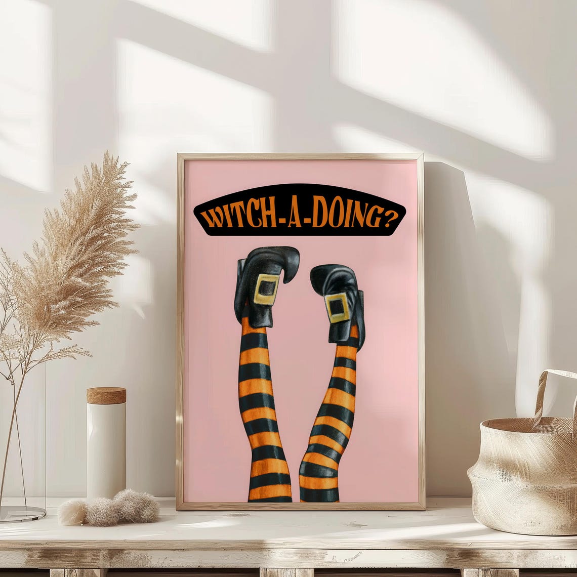 Witch-A-Doing Funny Quote Pink Witch Legs Spooky Halloween Poster - Image 4