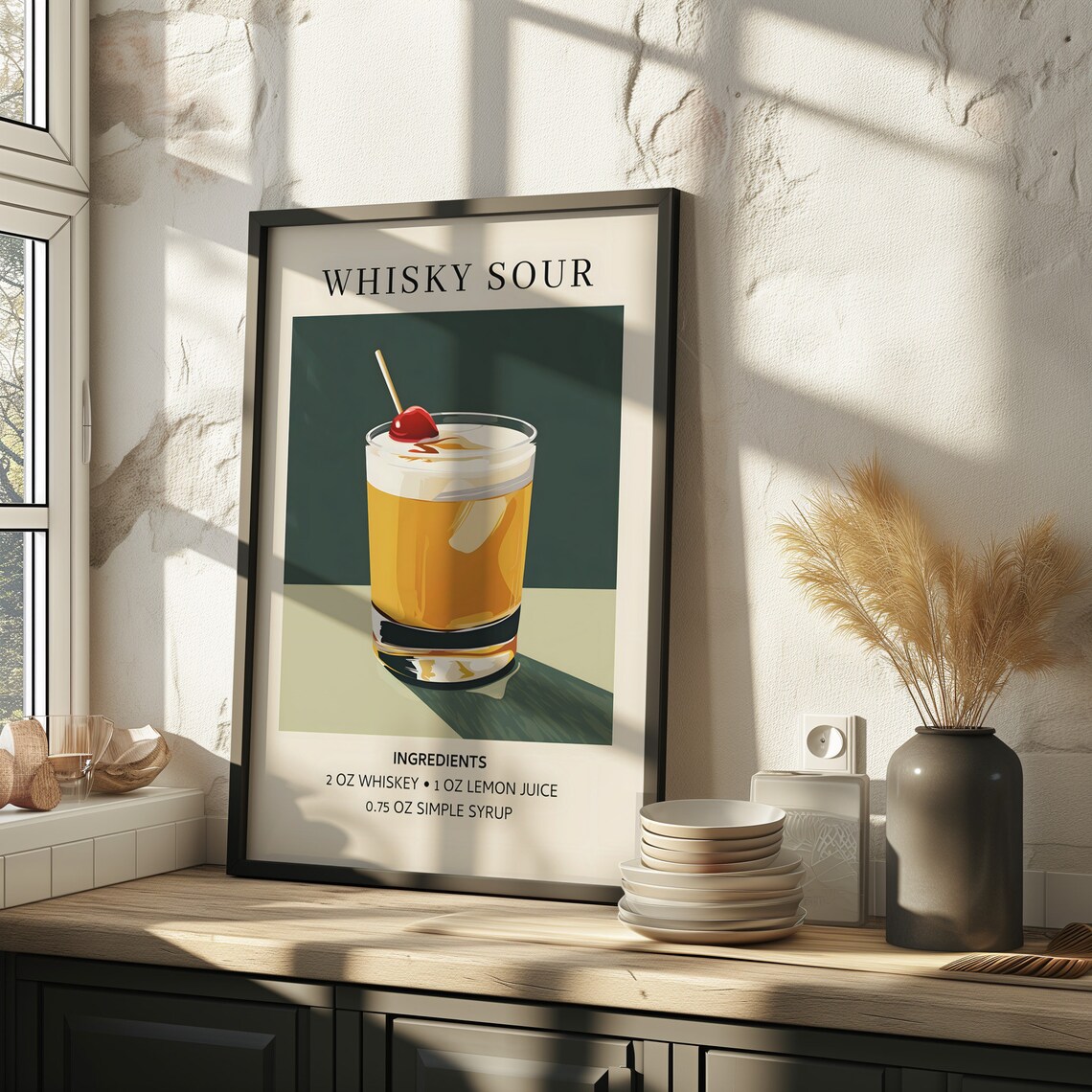 Whisky Sour Retro Cocktail Recipe Ingredients Home Bar Art Poster - Image 4
