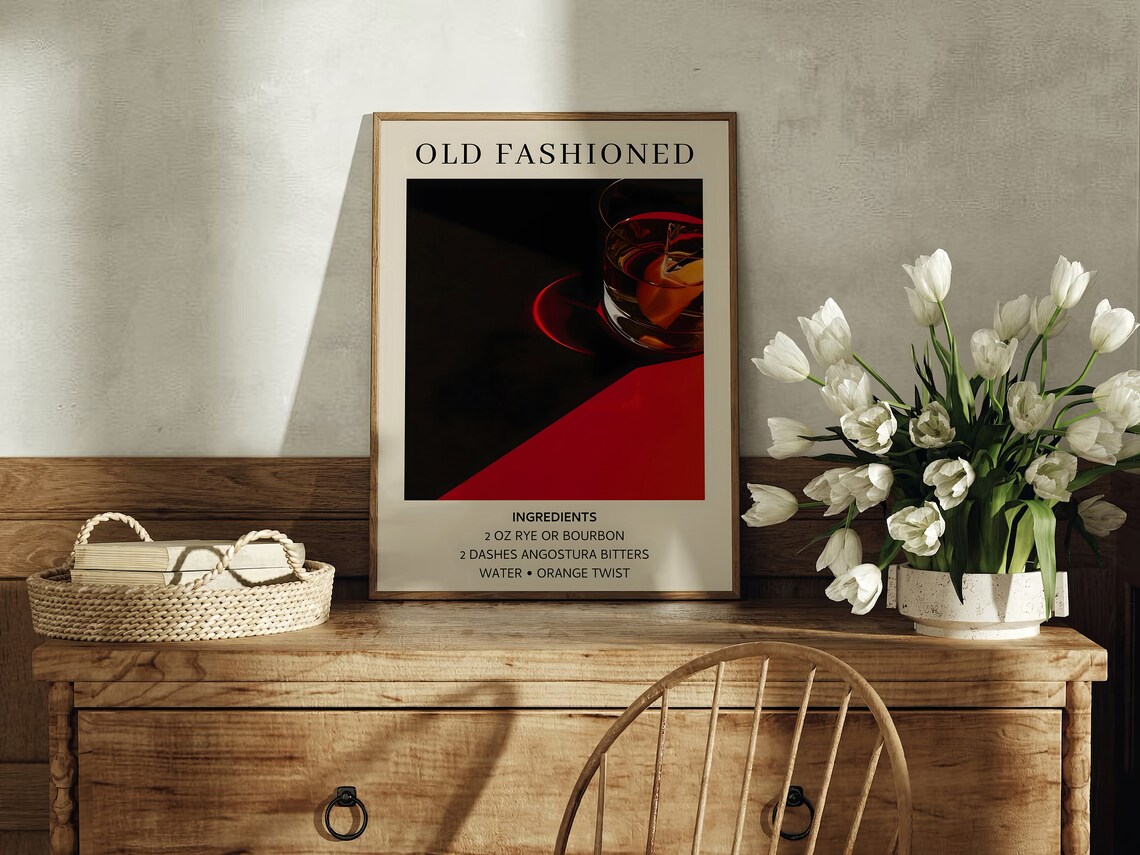 Cocktail Retro Drink Poster, Minimalist Bar Decor - Image 3