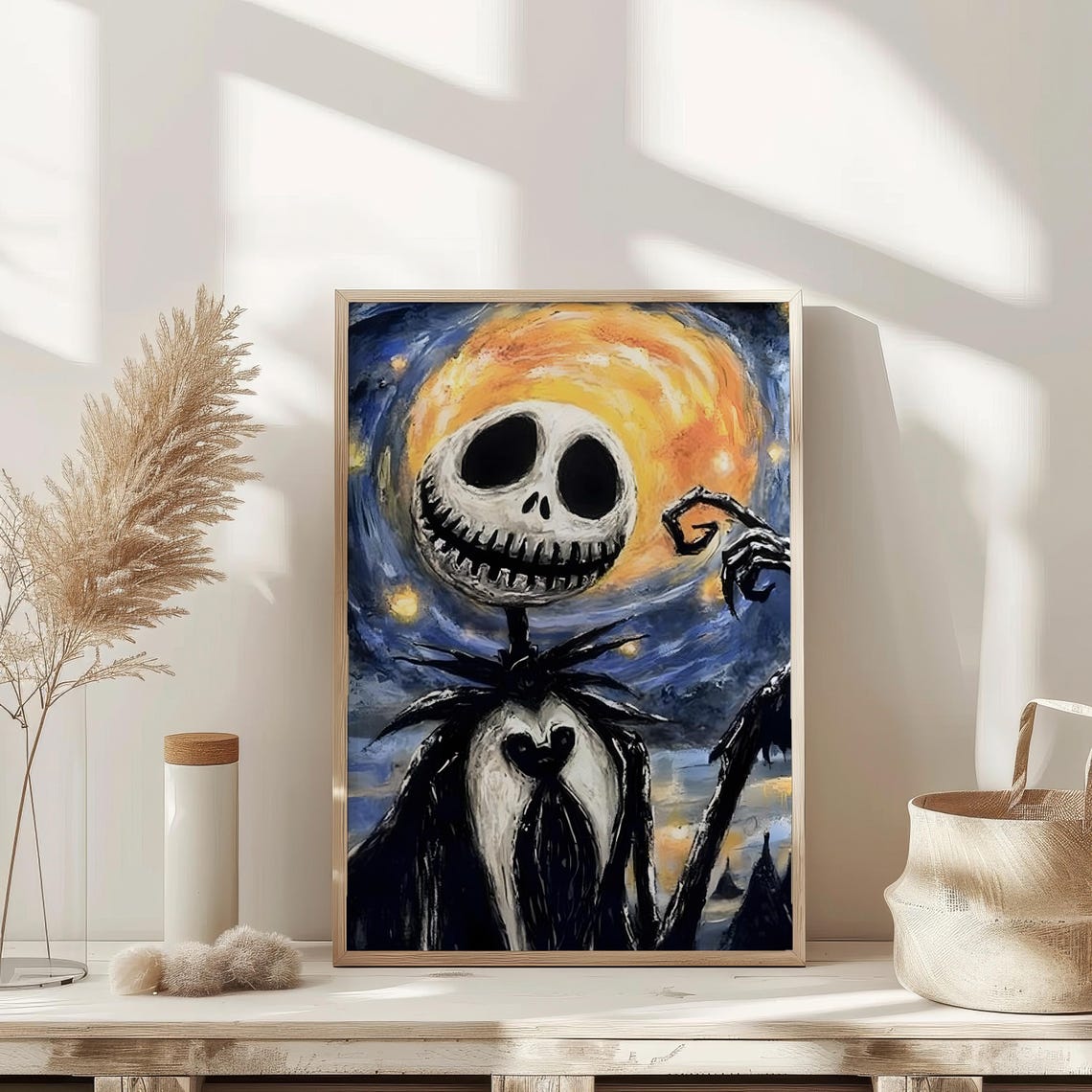 Jack Skellington Starry Night Sky Moon Spooky Halloween Poster - Image 2