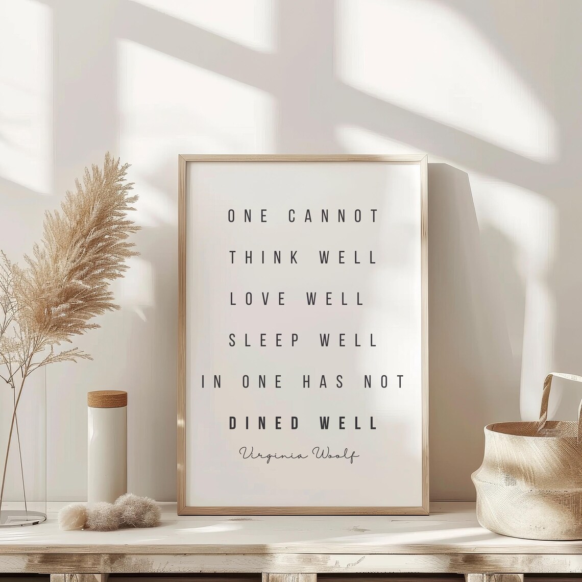 Virginia Woolf Dined Well Quote Minimalist Literary Art Poster