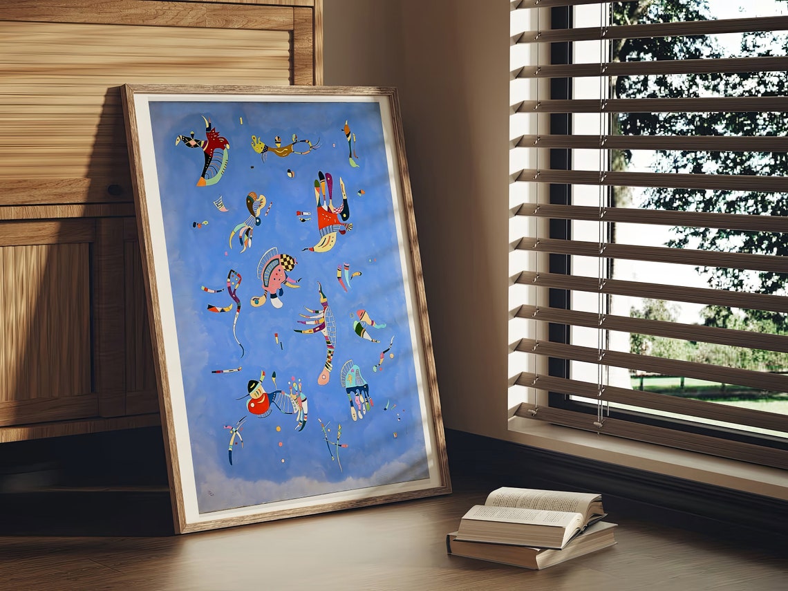 Blue Sky Abstract Floating Organic Shapes Colorful Art Poster - Image 2