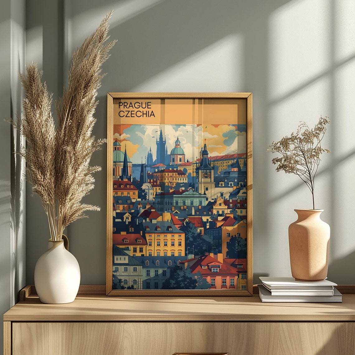 Prague Czechia Retro Old Town Spires Illustration Travel Poster - Image 2
