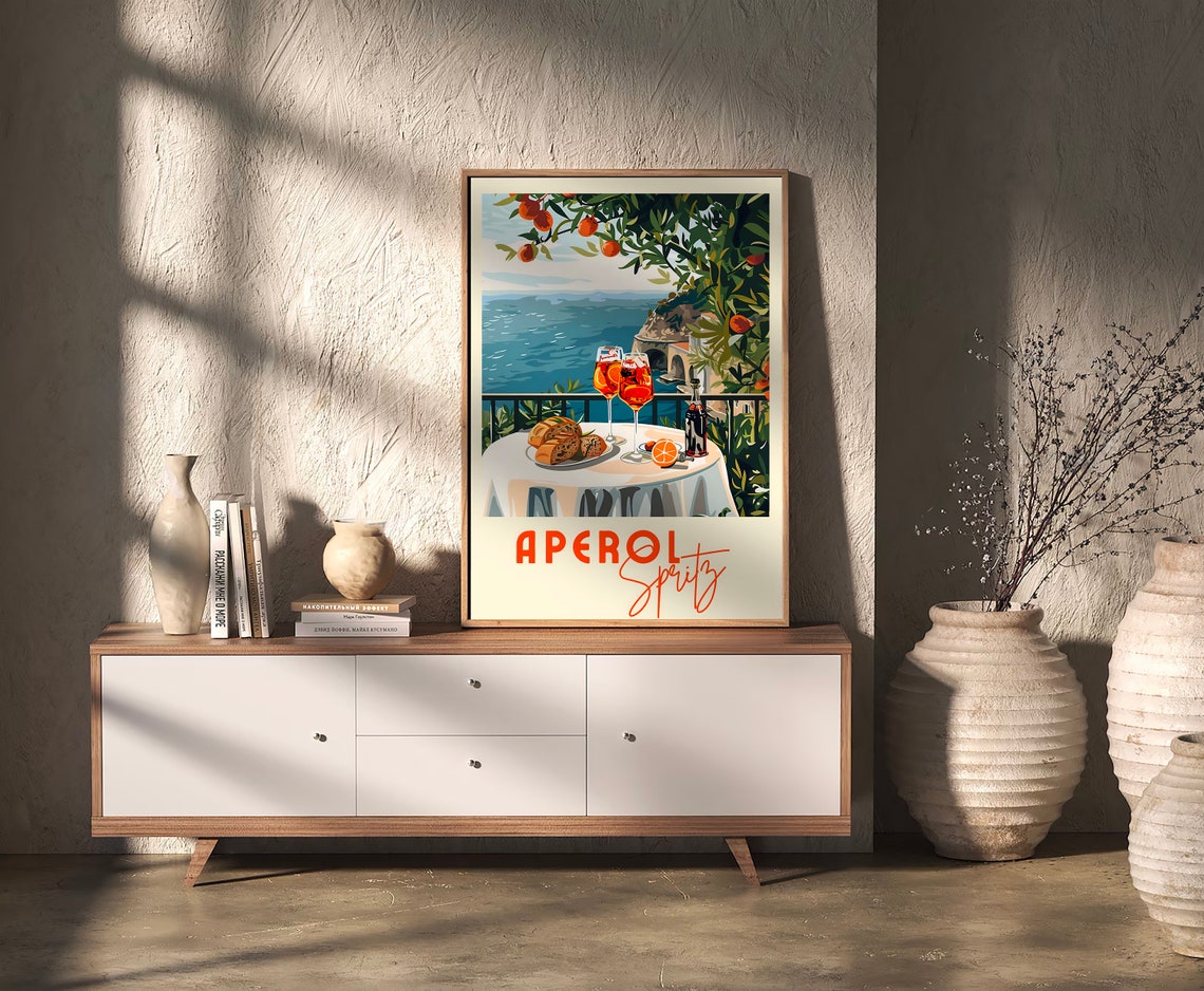 Aperol Spritz Italian Coast Terrace Cocktail Retro Summer Poster - Image 2