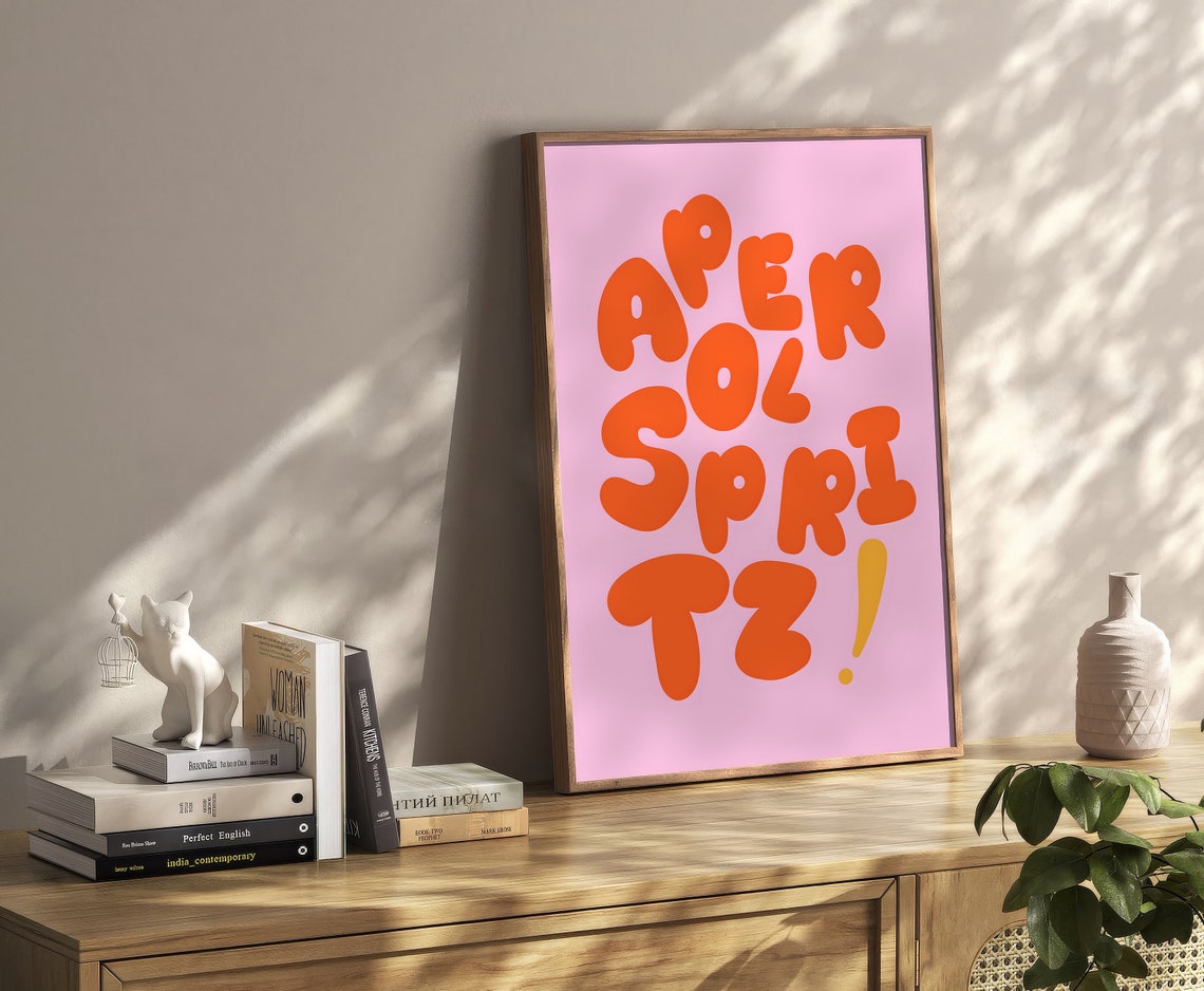 Aperol Spritz Bubble Letter Pink Retro Cocktail Typography Poster - Image 2
