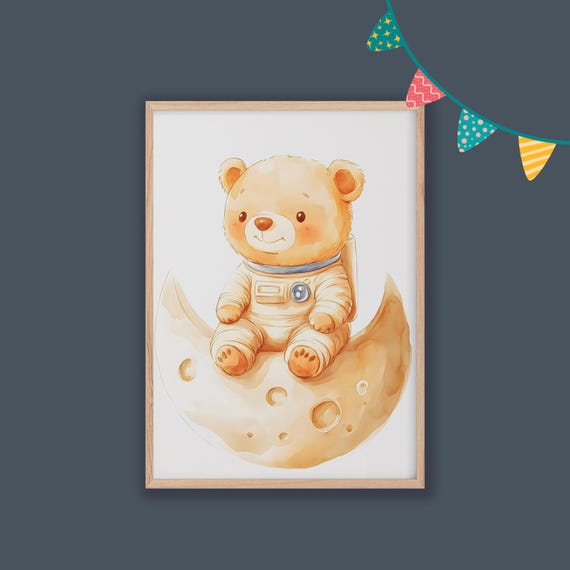 Bear Nursery Decor Baby Room Wall Art Nursery Decor Prints Animal Boho Kids Room Decor Instant Playroom Print