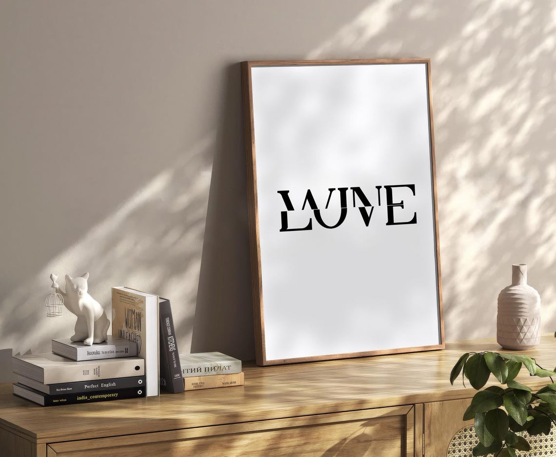 Love Bold Serif Typography Minimalist Cream Modern Wall Poster - Image 2