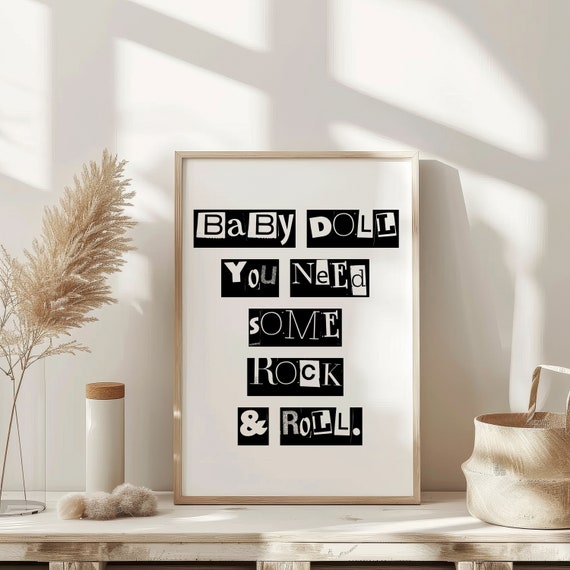 Baby Doll Rock Roll Wall Art Therapy Print Vintage Bar Cart Retro Wall Art Aesthetic Kitchen Decor Poster College Apartment Decor Funky