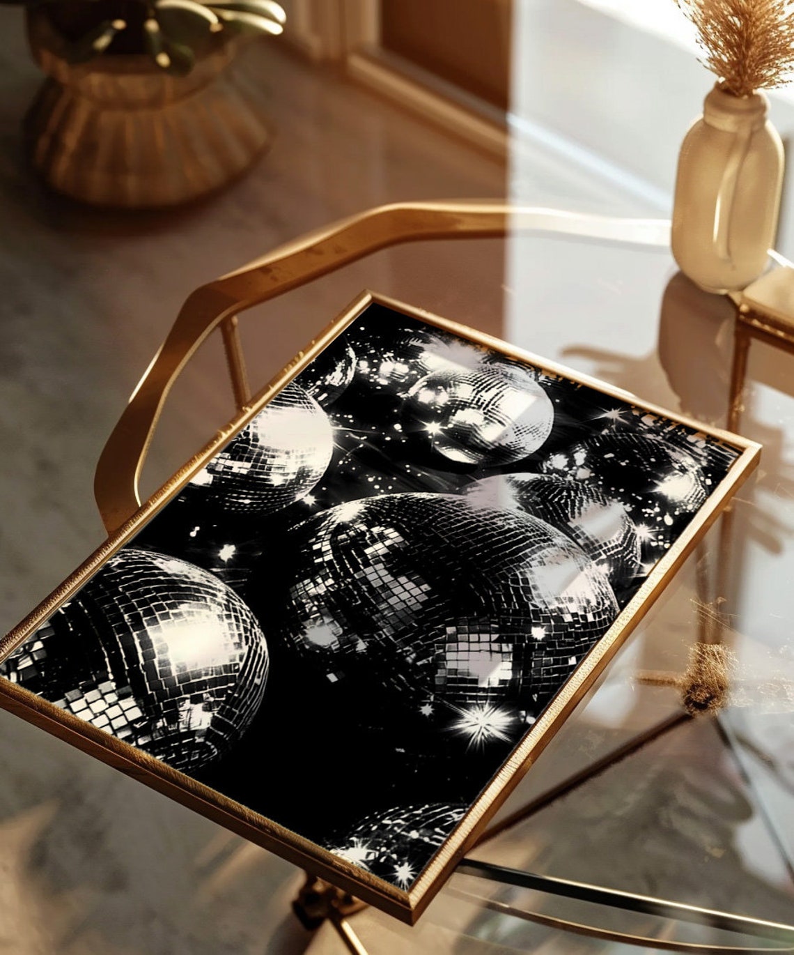 Black And White Disco Balls Glitter Party Sparkle Art Poster