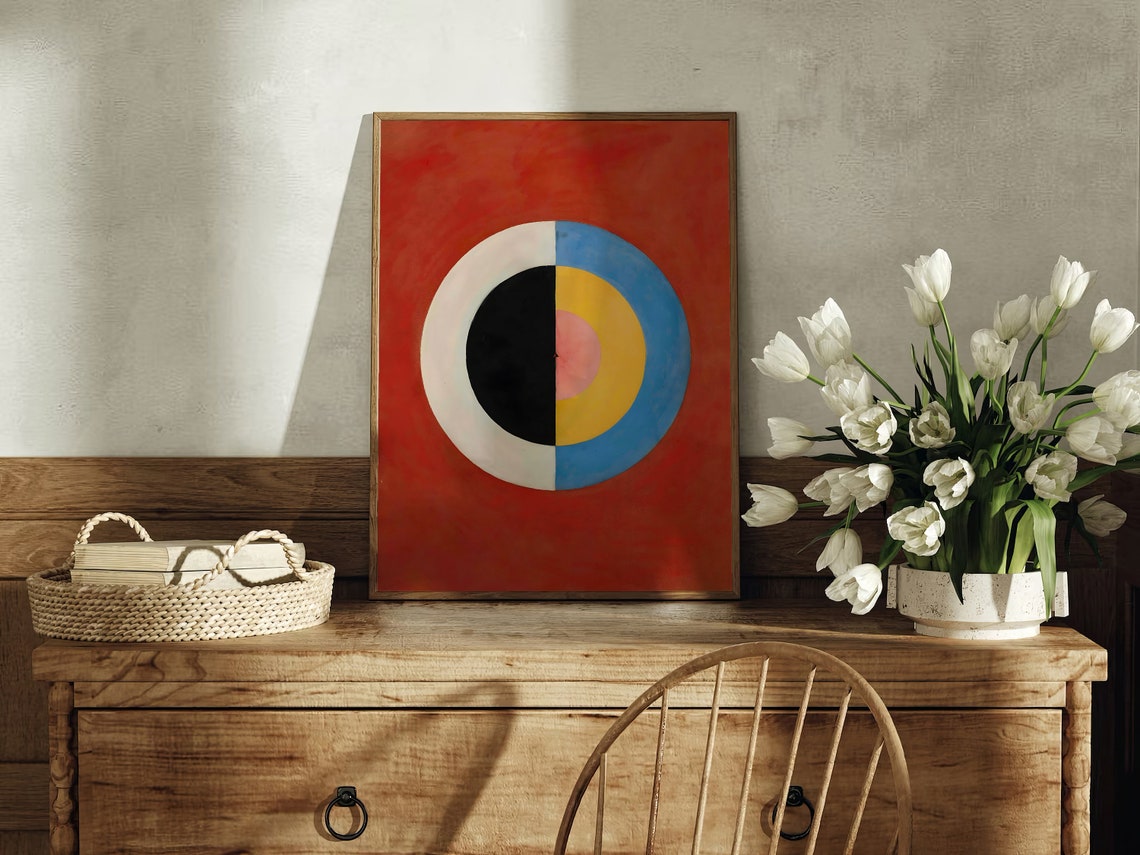 Hilma af Klint Concentric Circles Red Geometric Abstract Art Poster