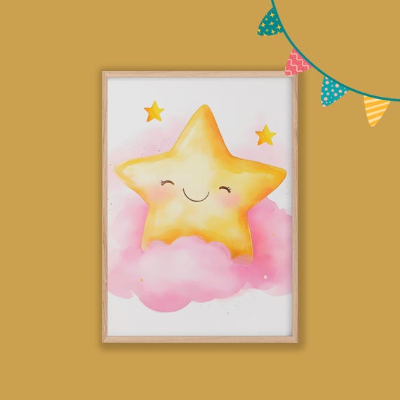 Star Nursery Decor Baby Room Wall Art Nursery Decor Prints Animal Boho Kids Room Decor Instant Playroom Print