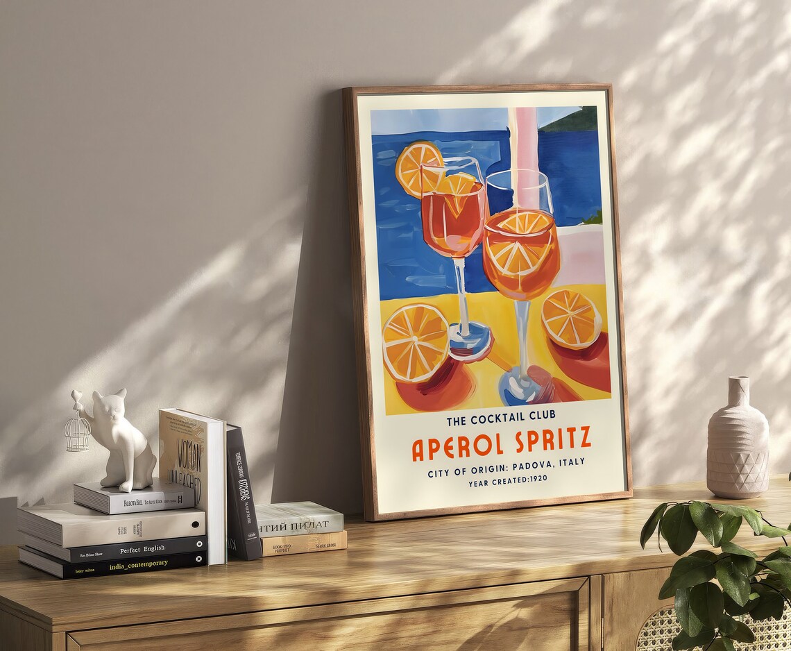 Aperol Spritz The Cocktail Club Retro Bar Art Print Italian Drink Decor - Image 2