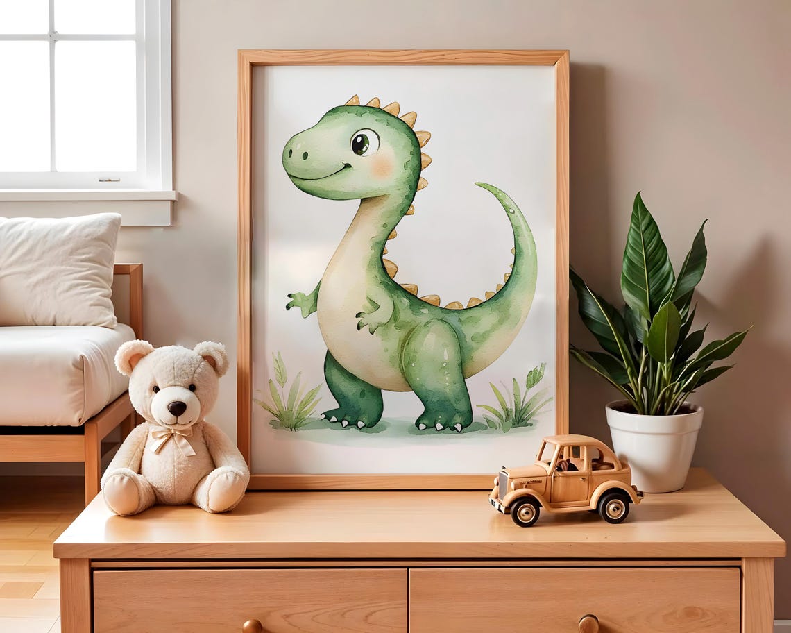 Dino Nursery Decor Baby Room Wall Art Nursery Decor Prints Animal Boho Kids Room Decor Instant Playroom Print - Image 2
