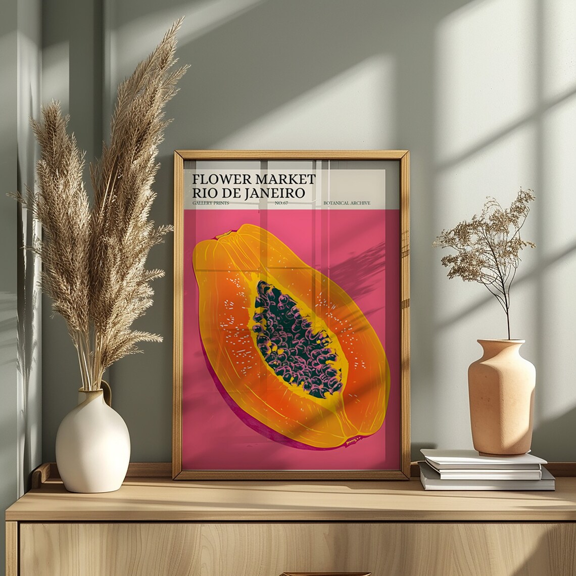 Rio de Janeiro Flower Market Papaya Botanical Vintage Art Print - Image 3