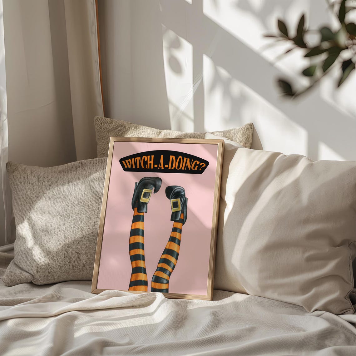Witch-A-Doing Funny Quote Pink Witch Legs Spooky Halloween Poster - Image 2