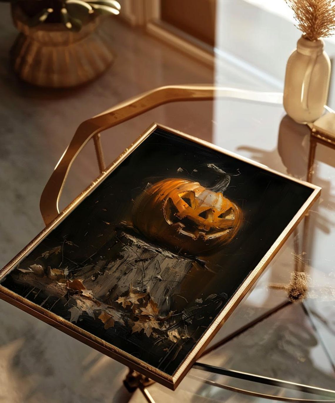 Glowing Jack O Lantern Tree Stump Dark Moody Halloween Poster - Image 3