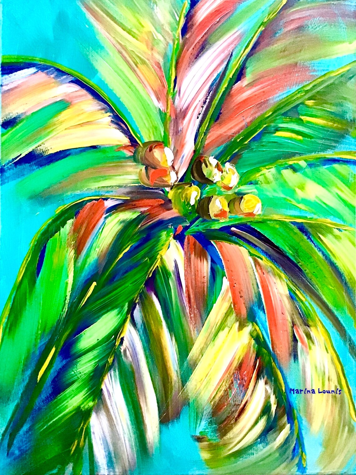 Coconut Palm Tree, California Tropical Art Print