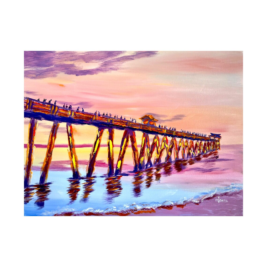 Naples Pier Sunset, Florida Coastal Art Print