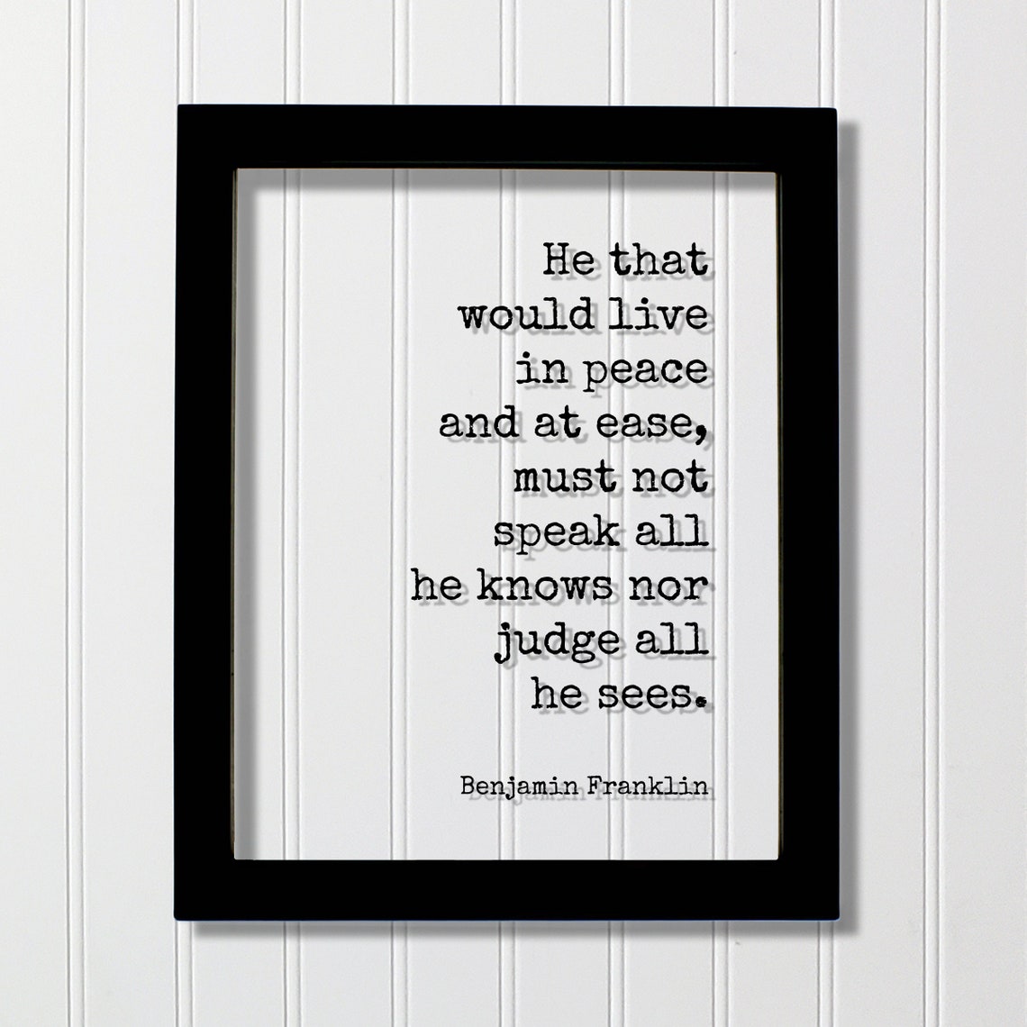 Benjamin Franklin Quote Live in Peace and at Ease Typewriter Print