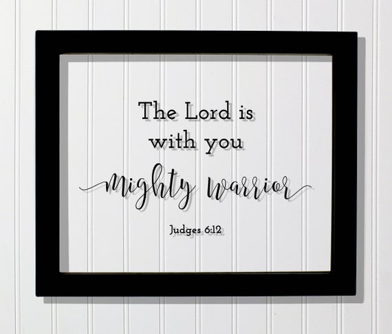 Judges 6:12 Mighty Warrior Bible Verse Art Print