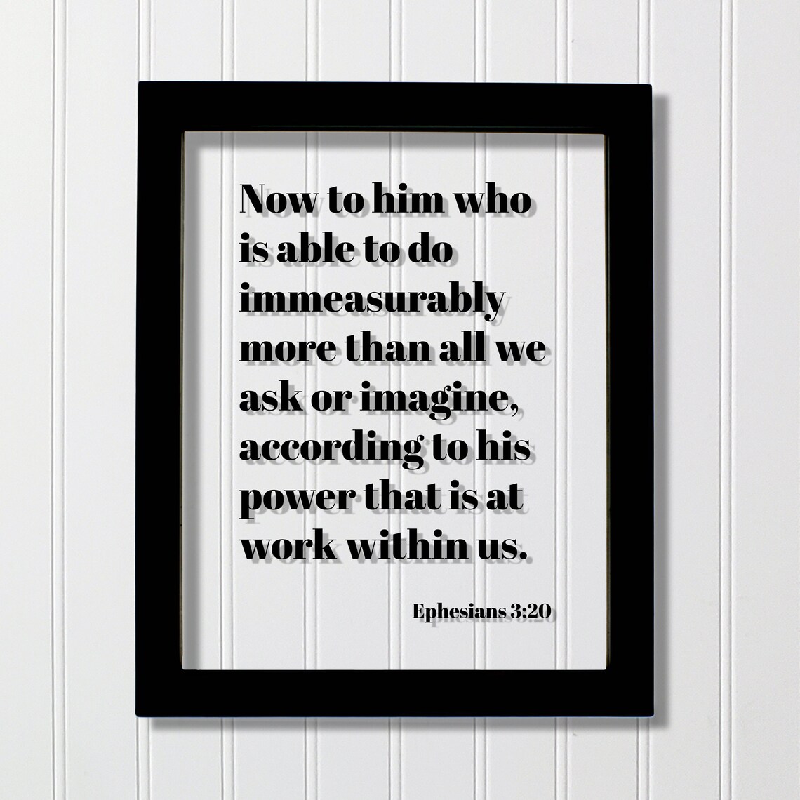 Ephesians 3:20 Scripture Verse Minimalist Black White Typography Poster