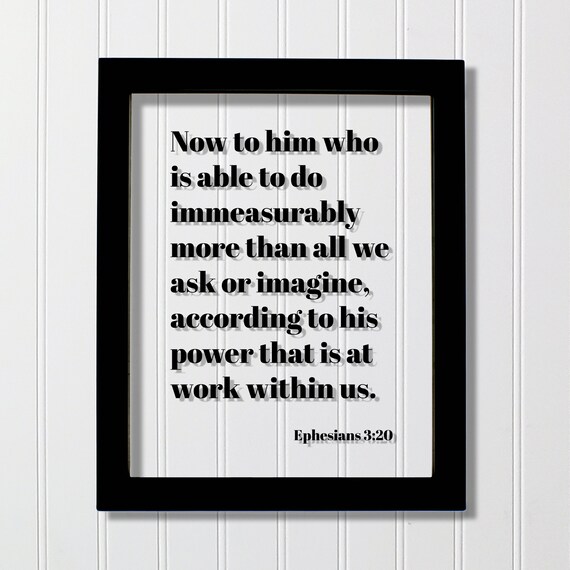 Ephesians 3:20 Scripture Verse Minimalist Black White Typography Poster
