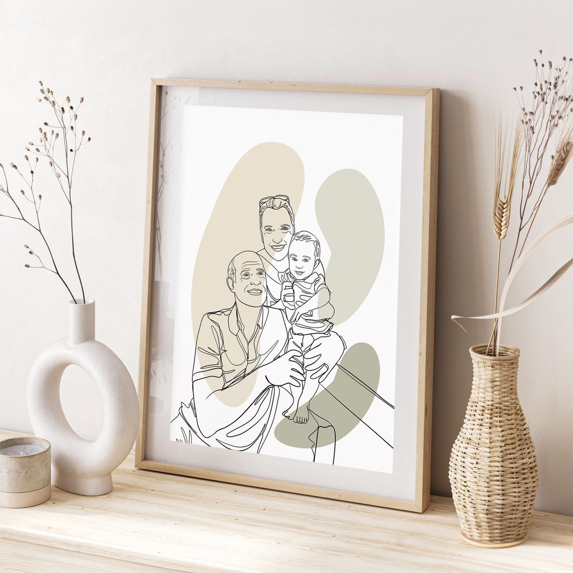 Father Carrying Child on Shoulders Happy Father's Day Line Art Poster - Image 3