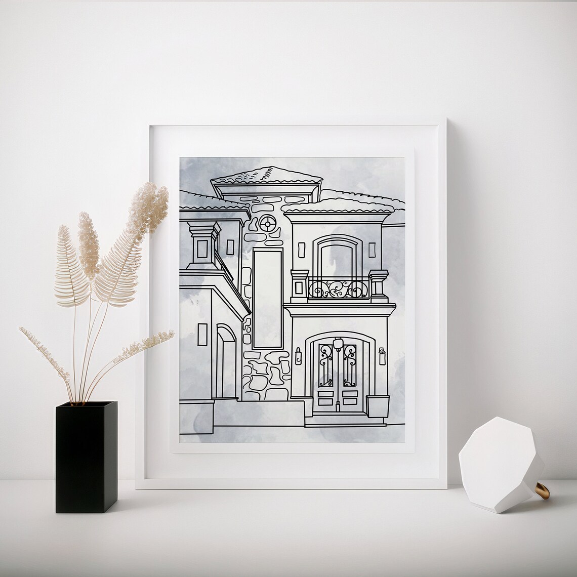 House Portrait In This House Memories Quote Watercolor Poster - Image 2