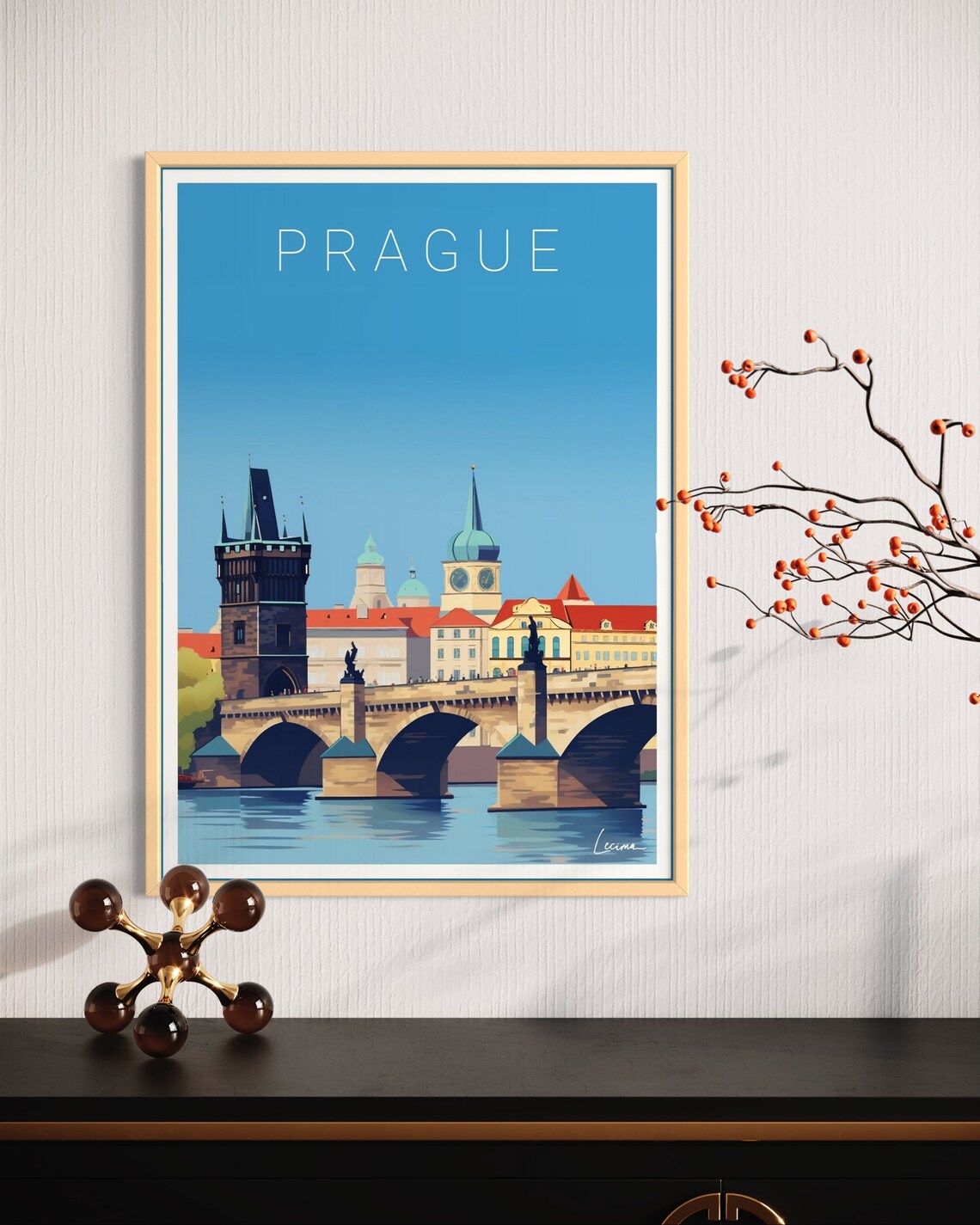 Prague Charles Bridge Old Town Square Czech Republic Travel Poster