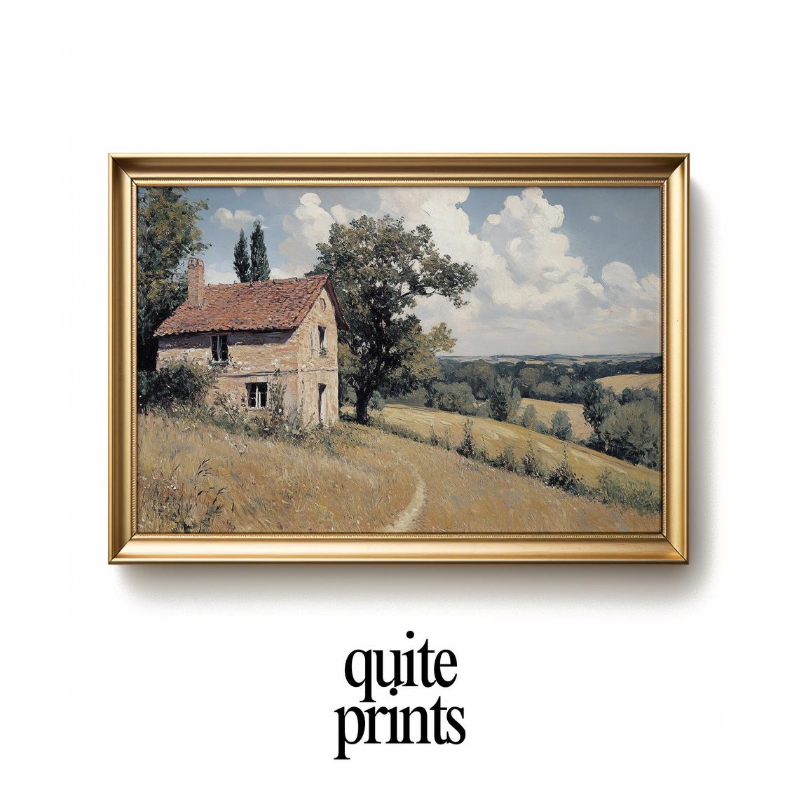 Midcentury Modern Rustic Hill Landscape Art Print